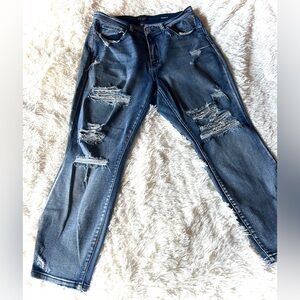 Judy Blue Distressed Medium Blue Boyfriend Jeans 16W